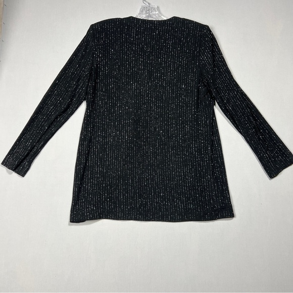 Alex Evenings Women’s Black and Silver Open Cardigan Size 10 - Picture 3 of 6